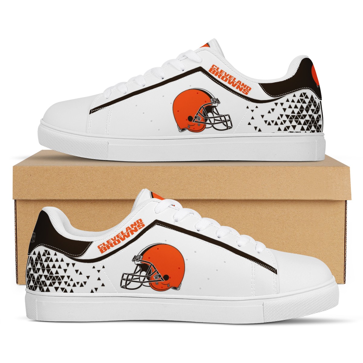 Men's Cleveland Browns Low Top Leather Sneakers 001